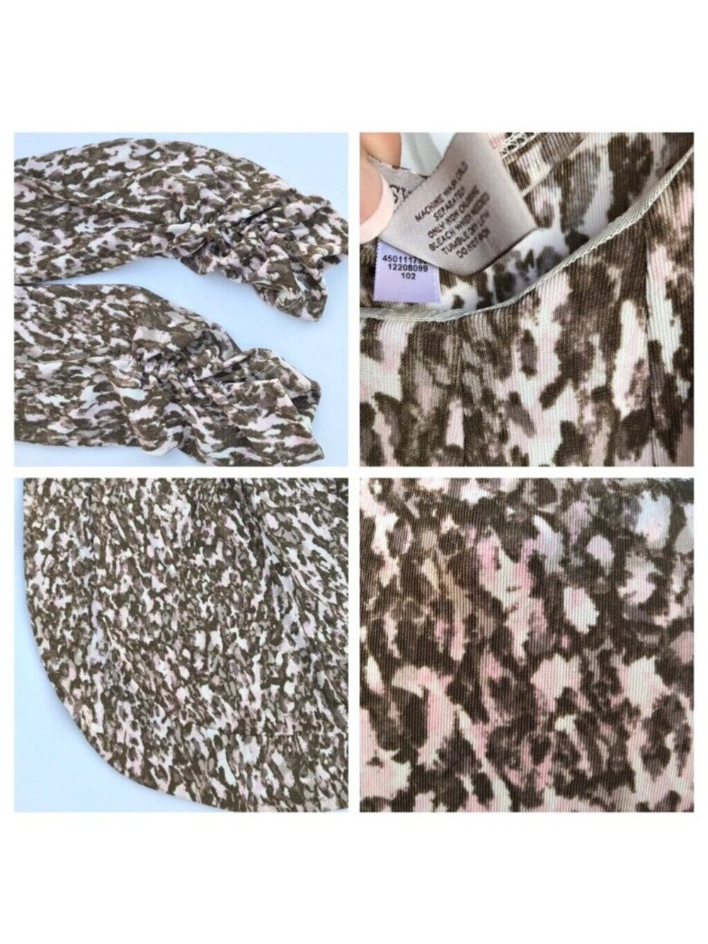 Chico's Easywear Twin 2 PC Set Jacket Size 0/1 Shell Slinky Leopard Brown Pink - Picture 8 of 12